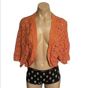 Torrid Coral Pointelle Knit Bolero Shrug Cardigan